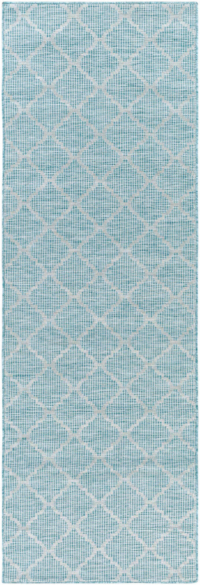 Unique Outdoor Trellis Area Rug, Aquamarine - Clearance