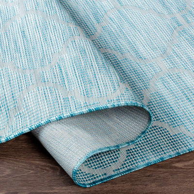 Unique Outdoor Trellis Area Rug, Aquamarine - Clearance