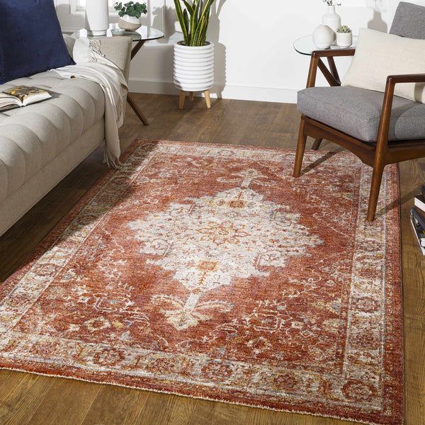 Rhoose Red Traditional Area Rug