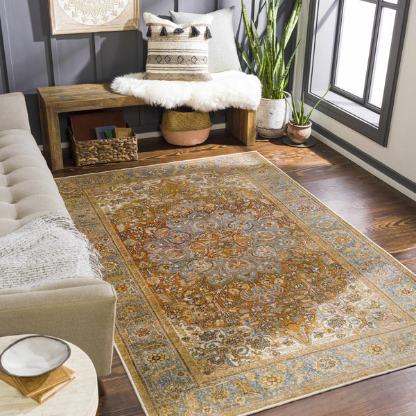 Bonbon Mustard & Blue Washable Rug