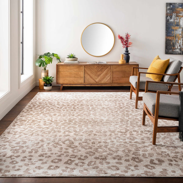 Tan Bonhill Leopard Print Area Rug