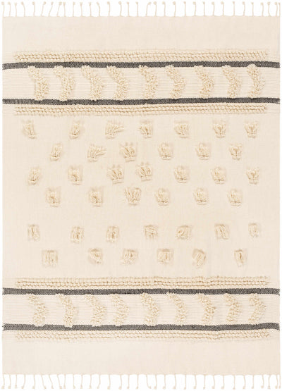 Boondall Ivory Cotton Throw Blanket with tassels