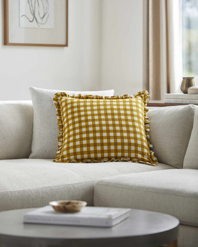 Acciai Golden Checkered Throw Pillow