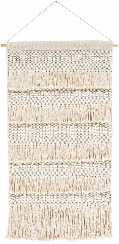 Brookesmith Cream Fringed Patterned Wall Hanging