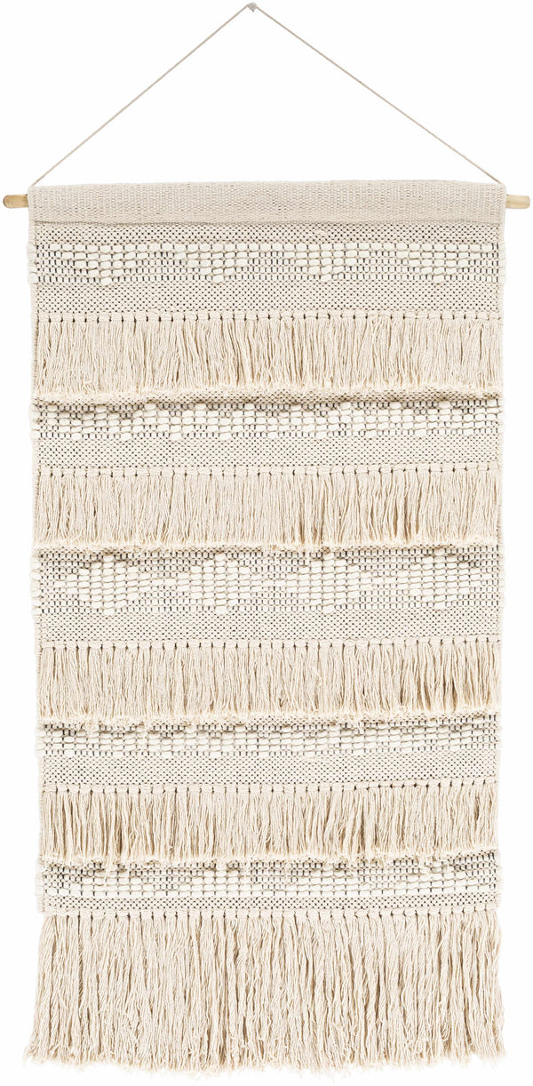 Brookesmith Cream Fringed Patterned Wall Hanging