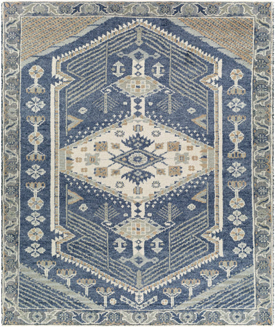 Bransgore Blue Medallion Wool Area Rug