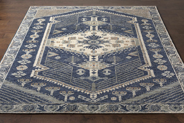 Bransgore Blue Medallion Wool Area Rug