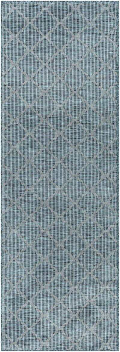 Unique Outdoor Trellis Area Rug, Teal - Clearance