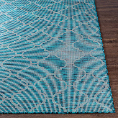 Unique Outdoor Trellis Area Rug, Teal - Clearance