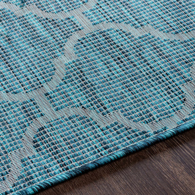 Unique Outdoor Trellis Area Rug, Teal - Clearance