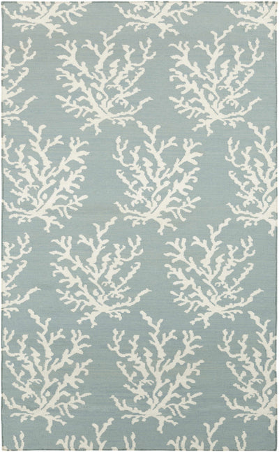 Carversville Ice Blue Botanical Wool Rug - Clearance