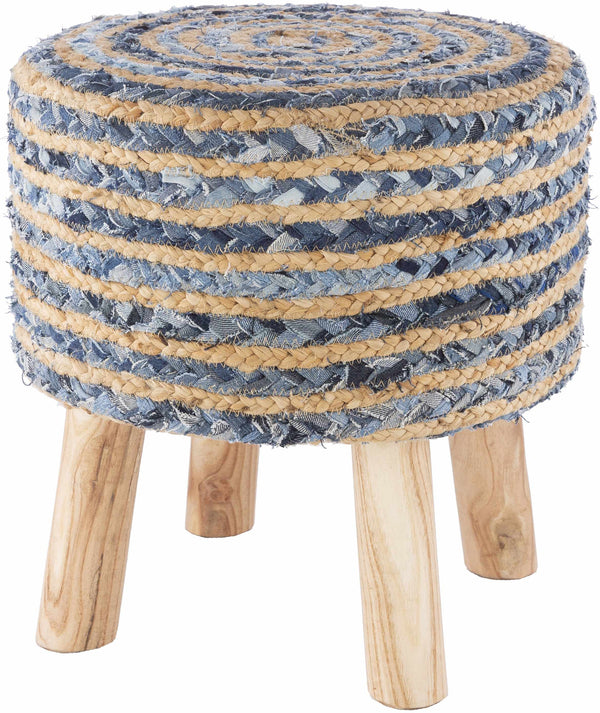 Fermont Hand Crafted Denim Jute Ottoman