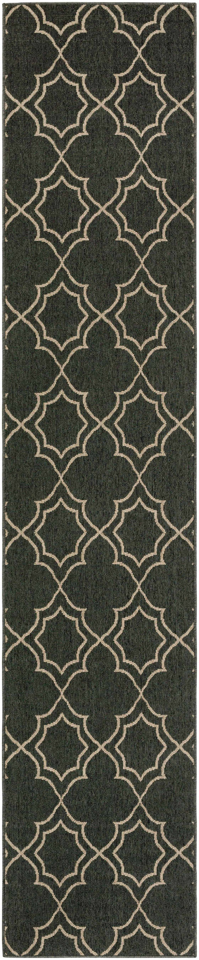 Unique Black Lattice Trellis Outdoor Rug