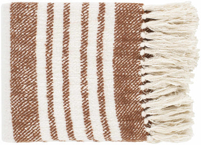 Cream and Brown Hand Woven Throw Blanket