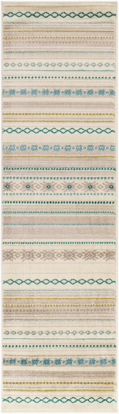 Charmouth Teal Striped Rug - Clearance