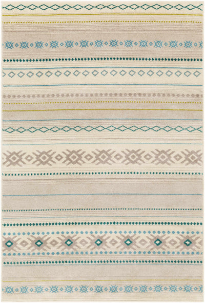 Charmouth Teal Striped Rug - Clearance