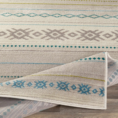 Charmouth Teal Striped Rug - Clearance