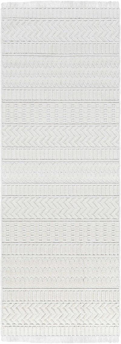 Cira Textured Fringed White Rug - Limited Edition