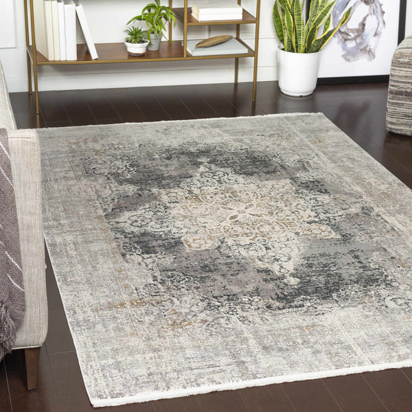 Calion Distressed Charcoal Luxury Area Rug