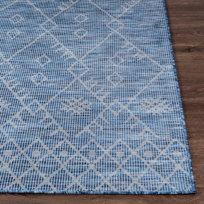 Lorena Blue Flatweave Trellis Area Carpet - Clearance