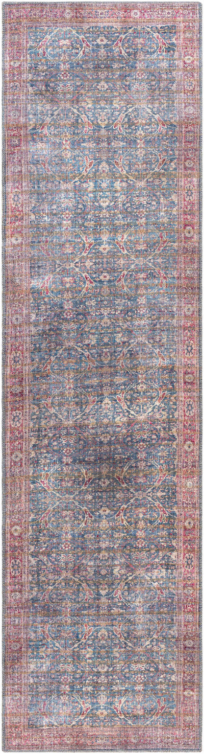 Clarin Distressed Blue&Red Washable  Rug - Clearance