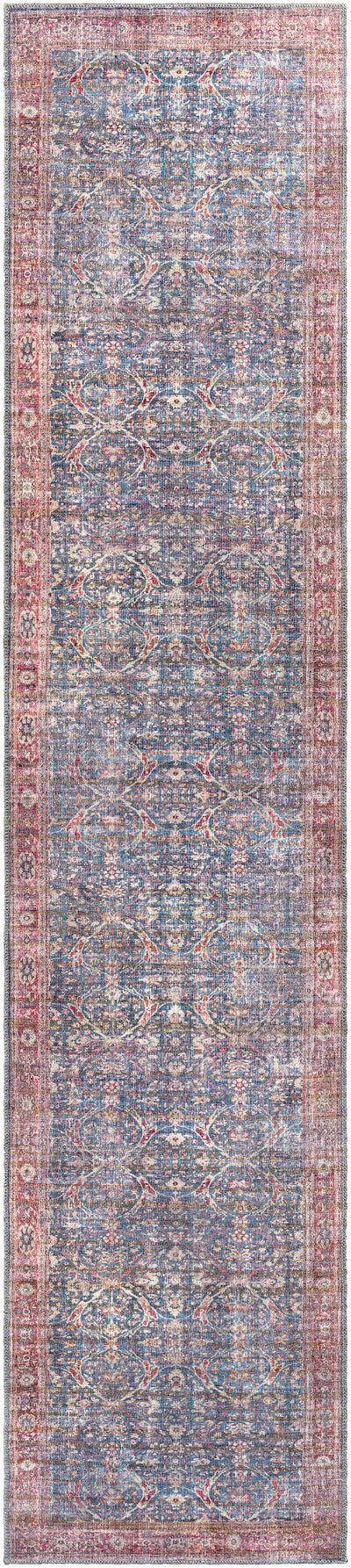 Clarin Distressed Blue&Red Washable  Rug - Clearance