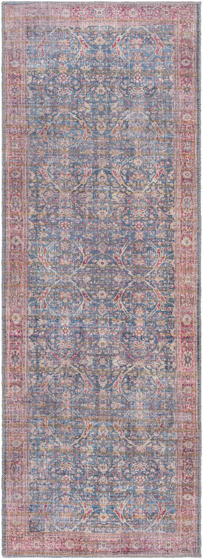 Clarin Distressed Blue&Red Washable  Rug - Clearance