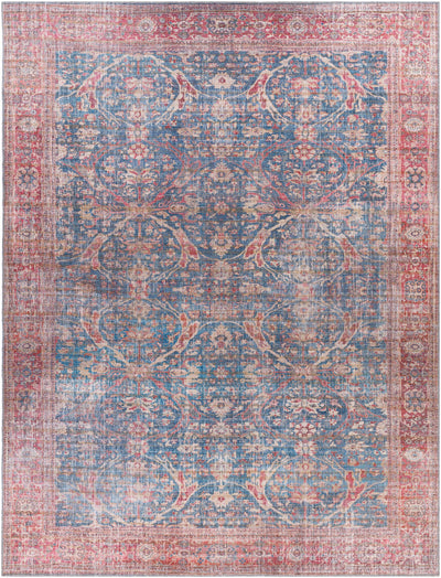 Clarin Distressed Blue&Red Washable  Rug - Clearance