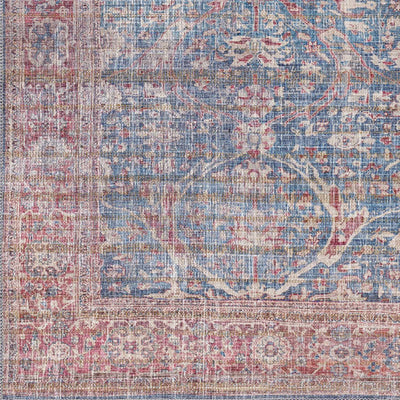 Clarin Distressed Blue&Red Washable  Rug - Clearance