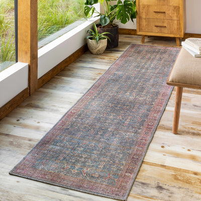 Clarin Distressed Blue&Red Washable  Rug - Clearance