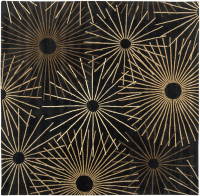 Clover Black Modern Wool Rug