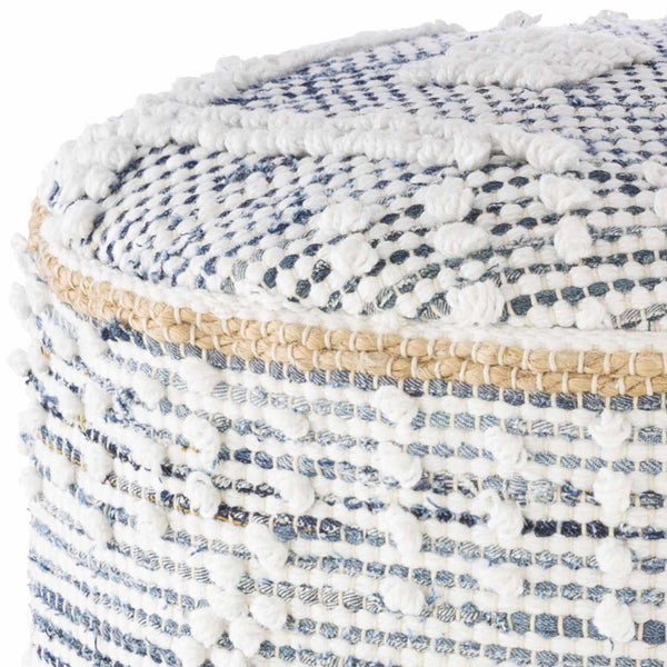 Coombabah Blue and White Cylinder Pouf