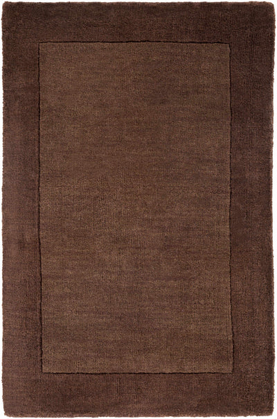 Bordered Solid Brown Wool Rug