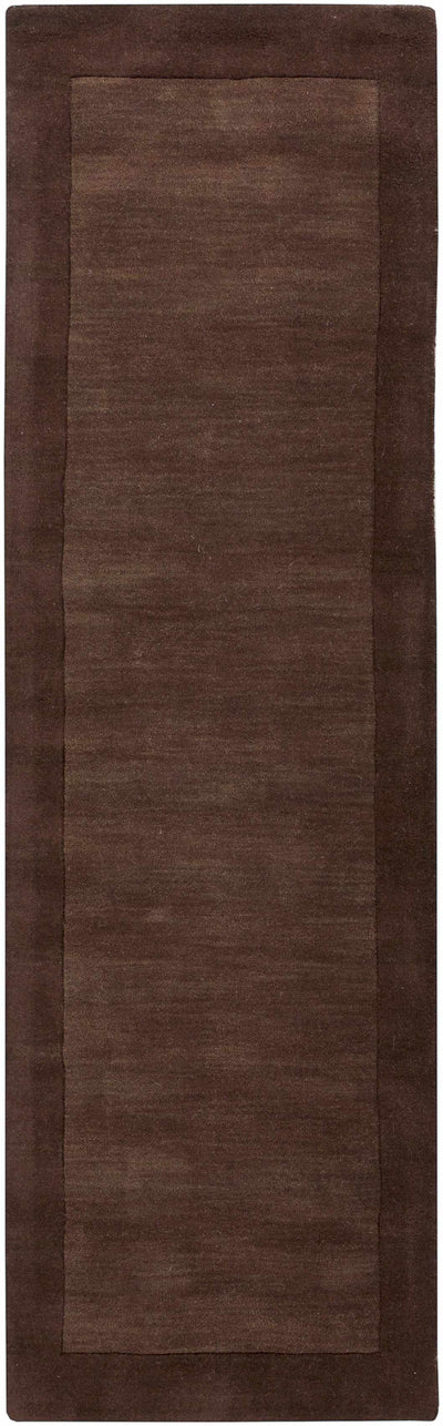 Bordered Solid Brown Wool Rug