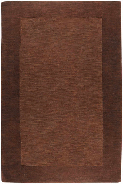 Bordered Solid Brown Wool Rug