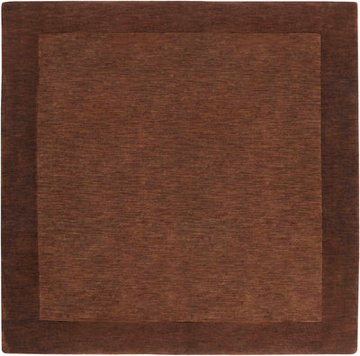 Bordered Solid Brown Wool Rug