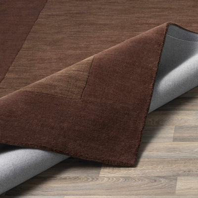 Bordered Solid Brown Wool Rug