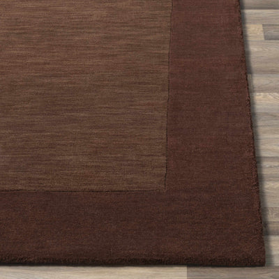 Bordered Solid Brown Wool Rug