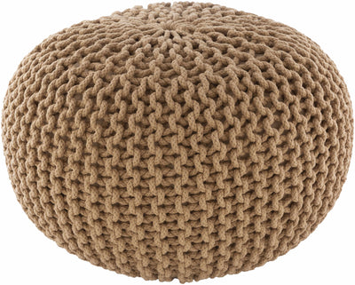 Carr Beige Knitted Cotton Pouf