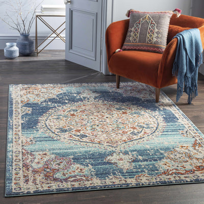 Crymych 8x10 Traditional Blue Rug - Clearance