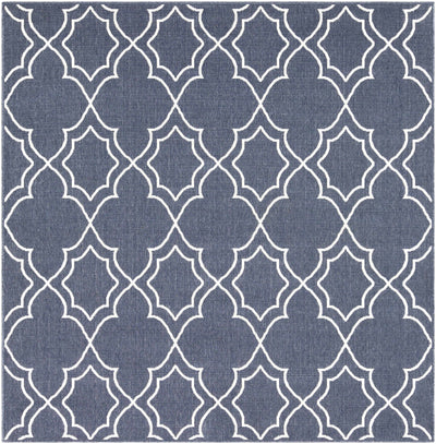 Unique Navy Blue Lattice Trellis Outdoor Rug - Clearance