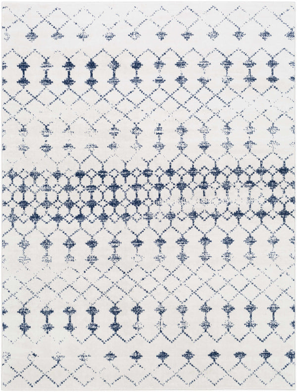 Cowaramup 7x9 White/Blue Trellis Rug - Clearance