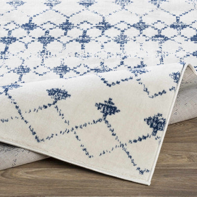 Cowaramup 7x9 White/Blue Trellis Rug - Clearance