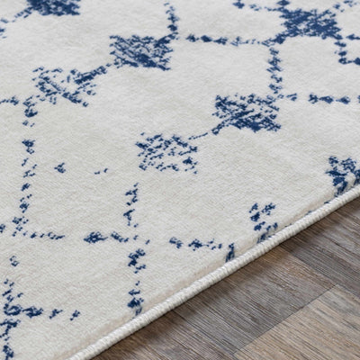 Cowaramup 7x9 White/Blue Trellis Rug - Clearance