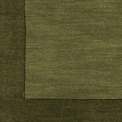 Bordered Solid Olive Green Wool Rug