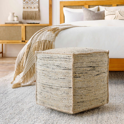 Deckers Rustic Striped Rectangular Pouf