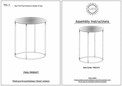 Duka Wood Top Metal Round End Table