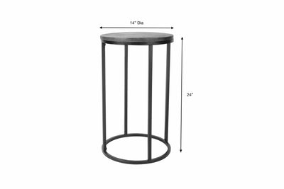 Duka Wood Top Metal Round End Table