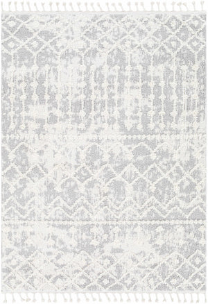 Dolo Embossed Cream&Gray Area Rug with Tassels - Clearance