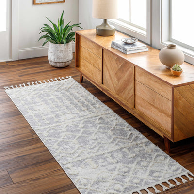 Dolo Embossed Cream&Gray Area Rug with Tassels - Clearance